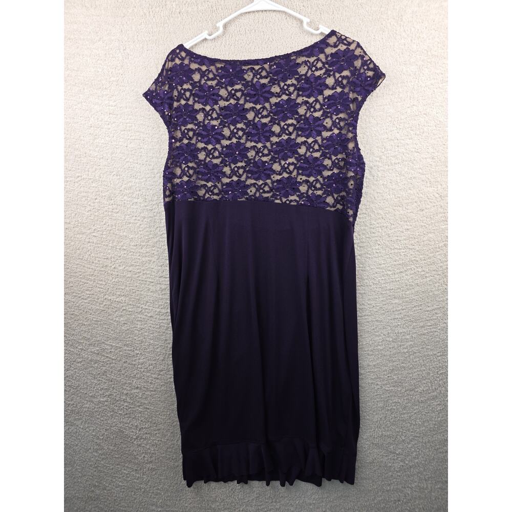 Dressbarn Collection Sequin Lace Front Draped Cocktail Dress Size 16 - Picture 6 of 7